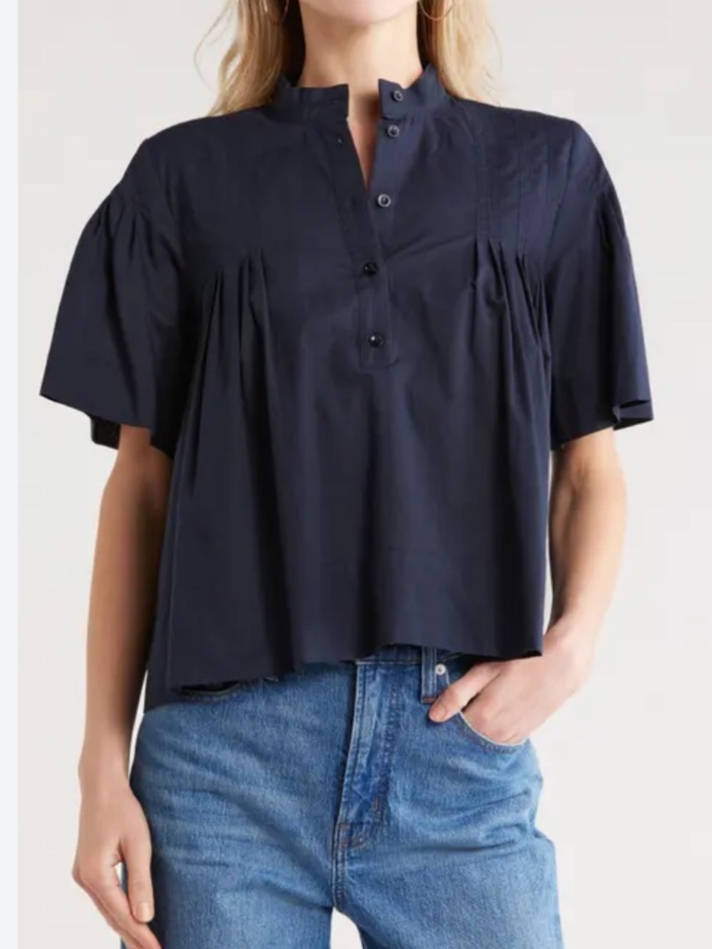 Frame Denim The Pleated Button-Up Blouse, size small, NWT